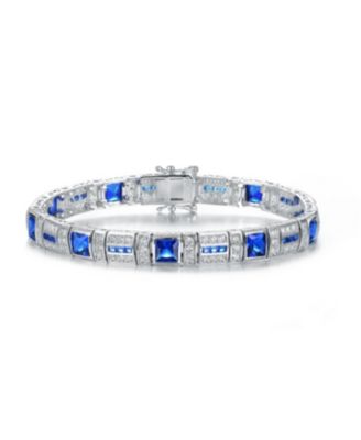 Sterling Silver White Gold Plated Multishape Tennis Bracelet
