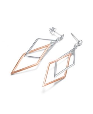 Stylish Sterling Silver Two-Tone  Dangling Earrings