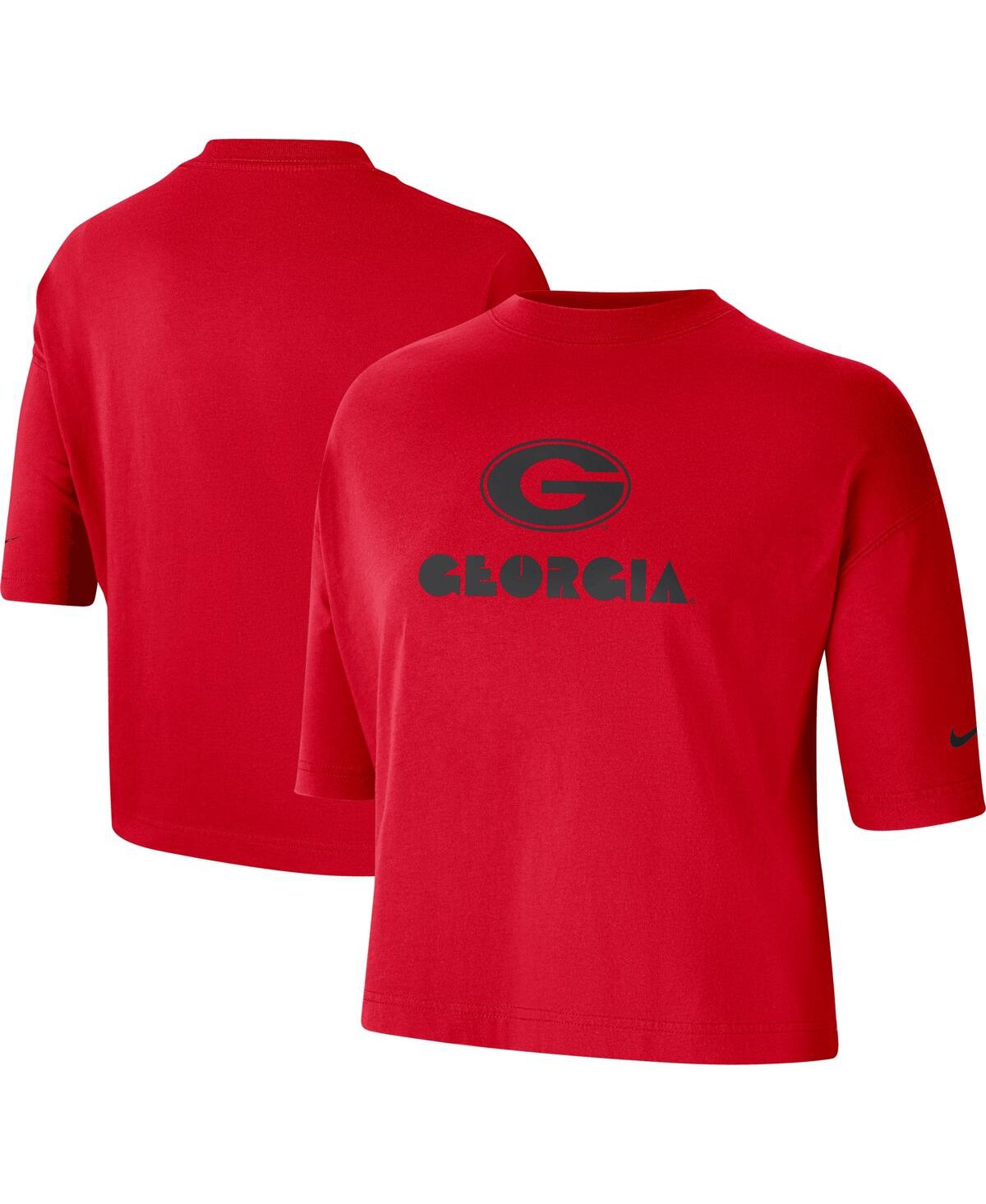 Shop Nike Women's  Red Georgia Bulldogs Crop Performance T-shirt