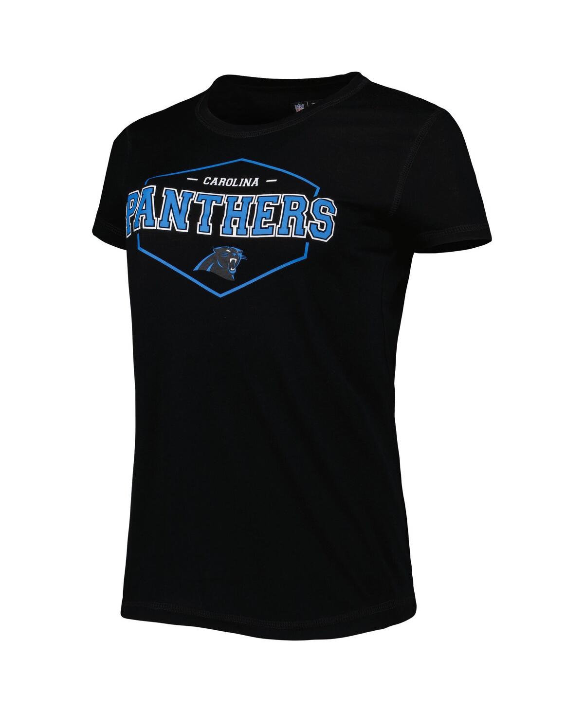 Shop Concepts Sport Women's  Black, Blue Carolina Panthers Badge T-shirt And Pants Sleep Set In Black,blue