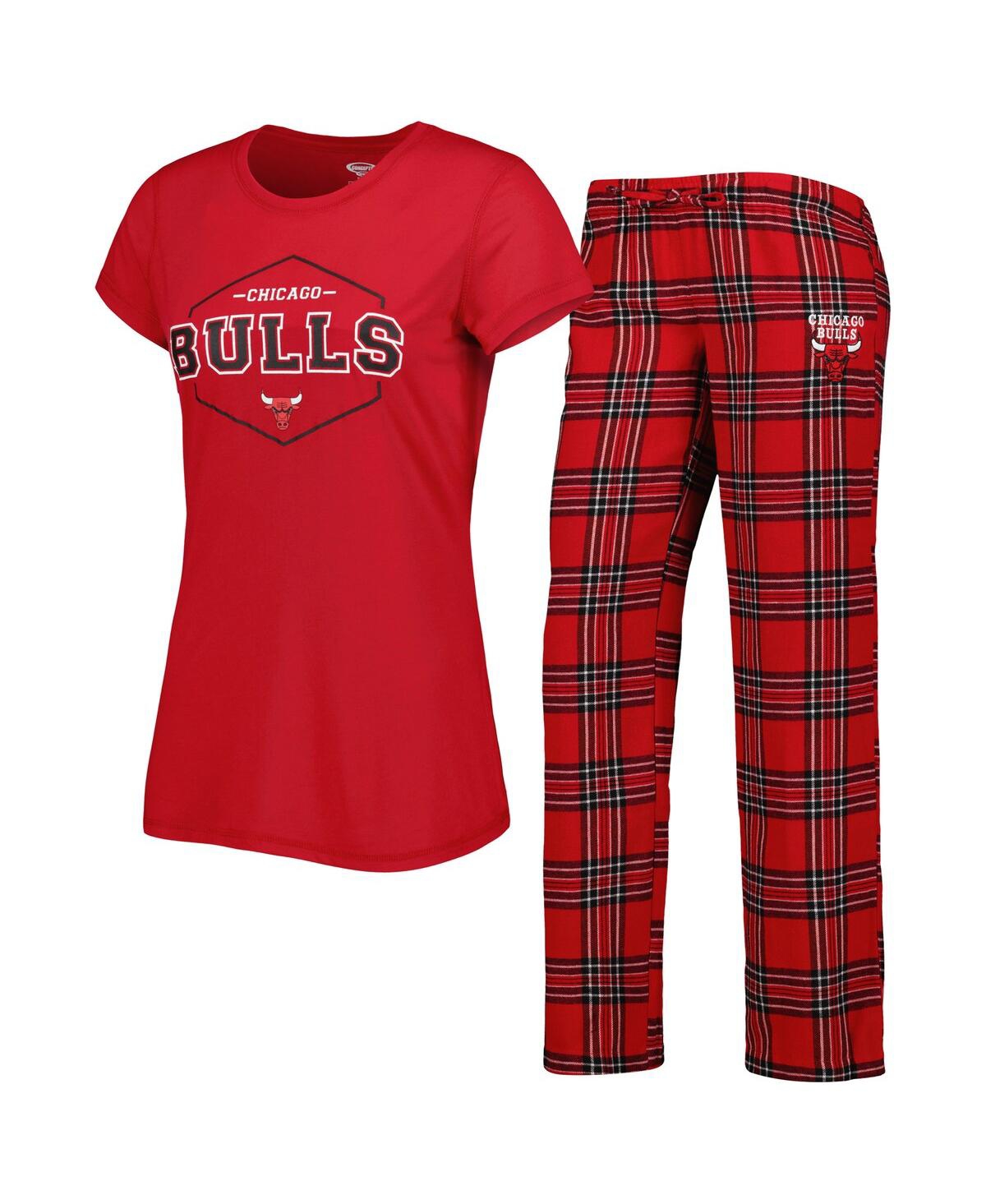 Women's Concepts Sport Red, Black Chicago Bulls Badge T-shirt and Pajama Pants Sleep Set - Red, Black