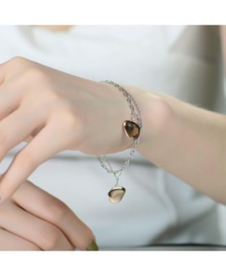 Classy Sterling Silver Rose Gold Plated Charms Link Bracelet.