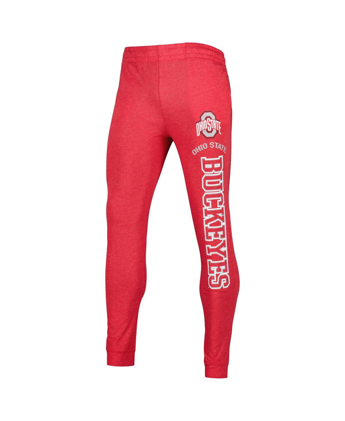 Shop Concepts Sport Men's  Heathered Scarlet, Heathered Charcoal Ohio State Buckeyes Meter Long Sleeve Hoo In Scarlet,heathered Charcoal