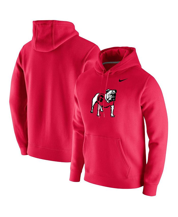 Men s Red Georgia Bulldogs Vintage Like School Logo Pullover Hoodie