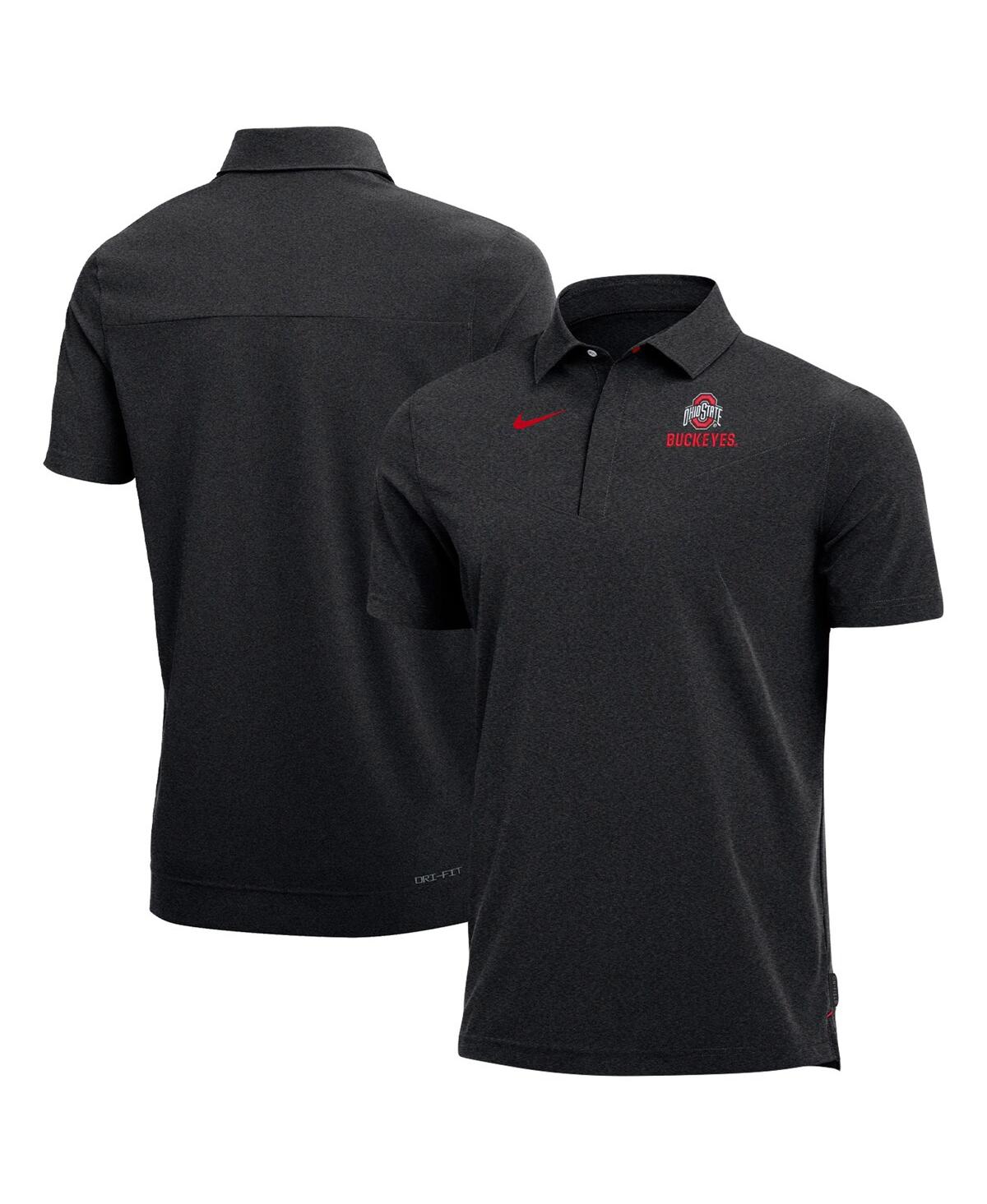 Shop Nike Men's  Heathered Black Ohio State Buckeyes Coach Performance Polo Shirt