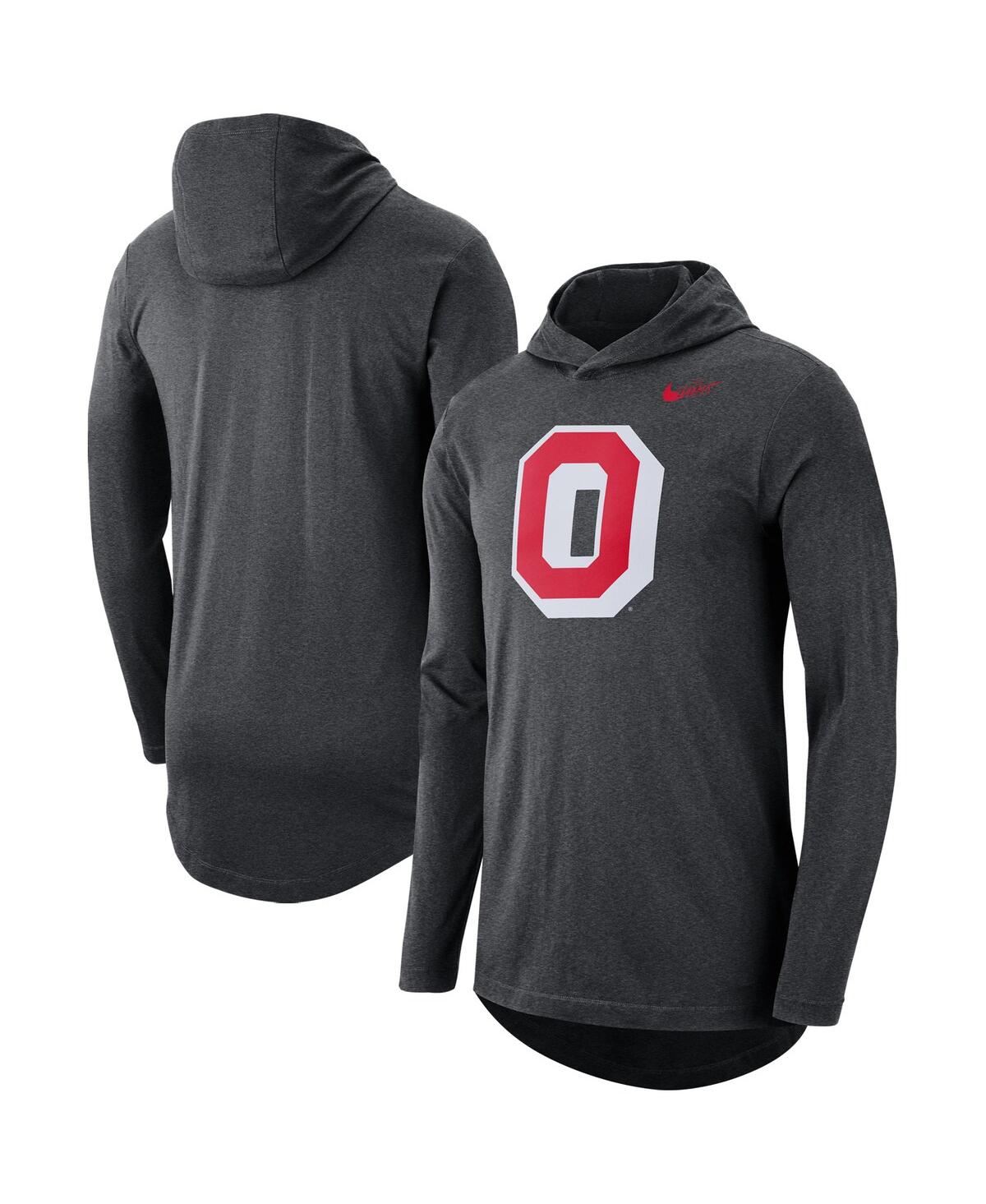 Men's Nike Heathered Charcoal Ohio State Buckeyes Long Sleeve Performance Tri-Blend Hoodie T-shirt