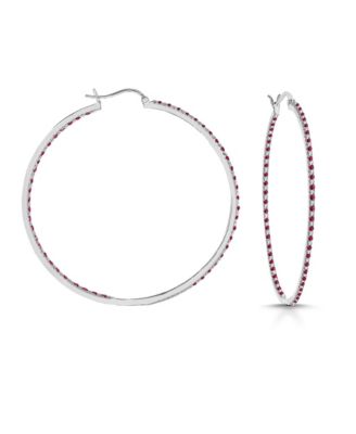 Dazzling Colored Cubic Zirconia Slim Large Hoop Earrings