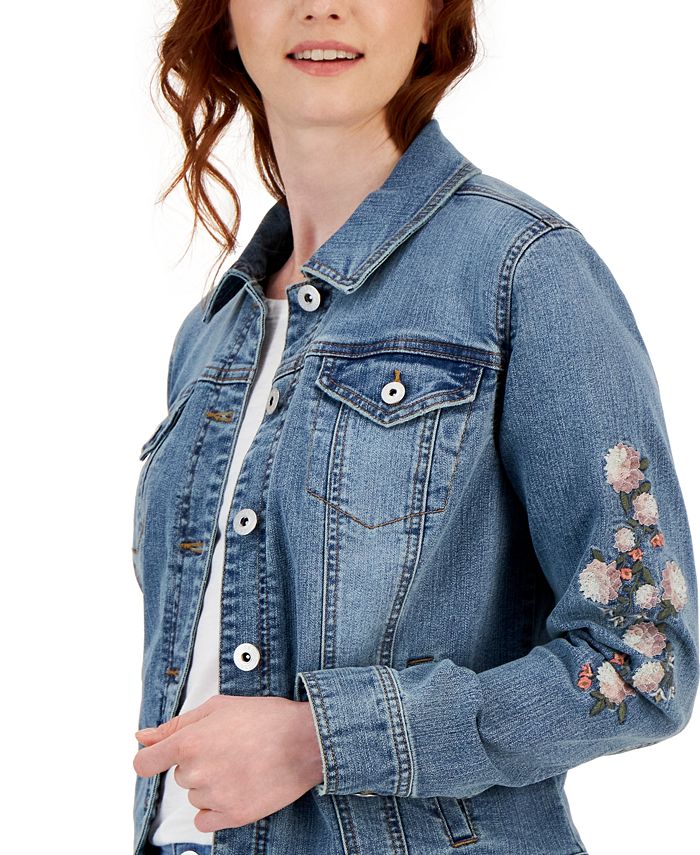 undulate forfølgelse fraktion Style & Co Women's Embroidered Denim Jacket, Created for Macy's - Macy's