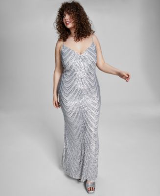 B Darlin Trendy Plus Size Sequined V-Neck Sleeveless Gown - Macy's