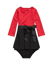 Baby Girls Two-Tone Dress and Bloomer, 2 Piece Set