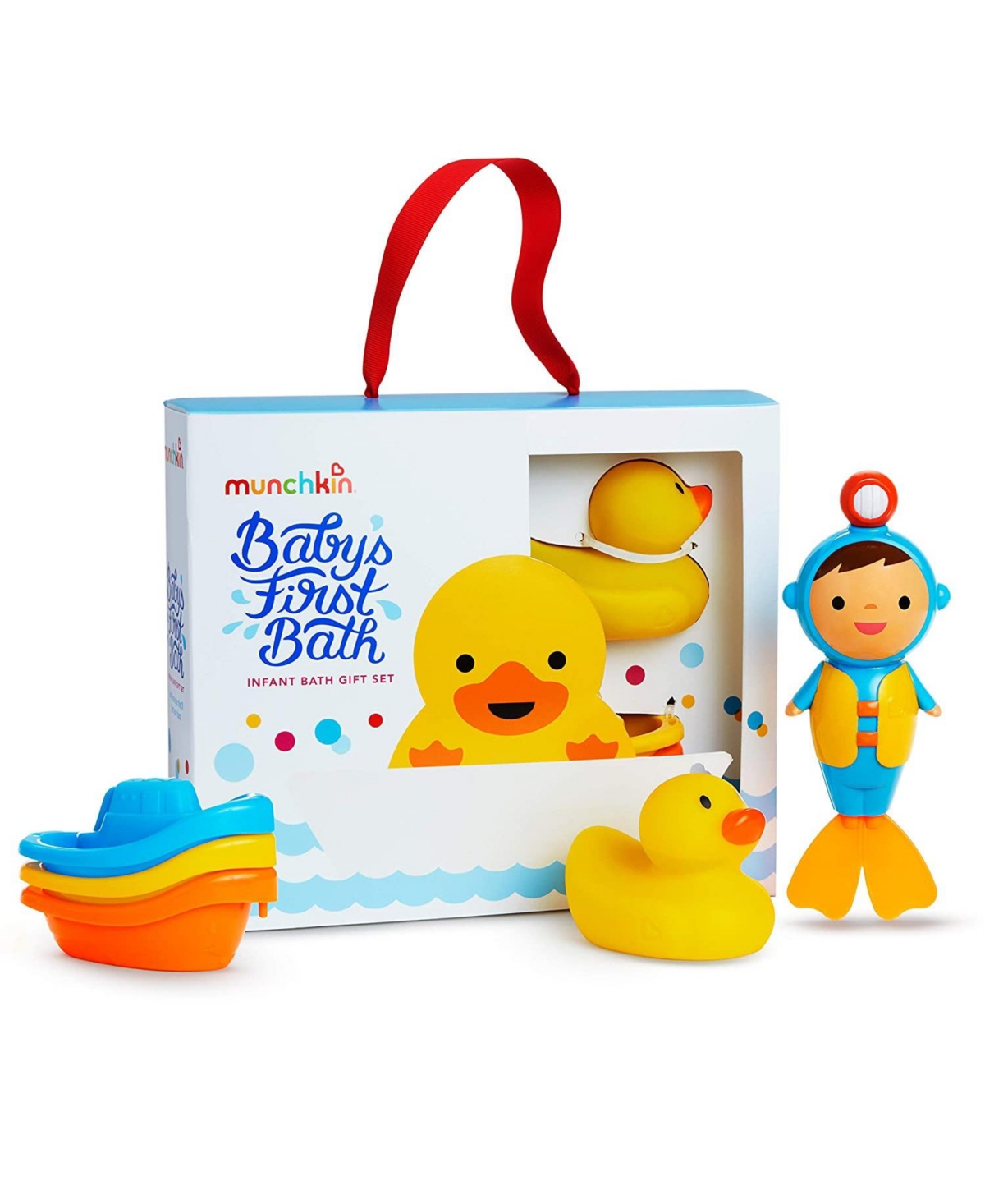Munchkin Baby's First Bath, 5 Piece Bath Toy Set, Includes Gift Box In Multi