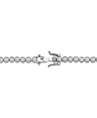 Elegant Sterling Silver Tennis Bracelet with Rhodium Plating and Clear Round Cubic Zirconia in Milgrain Bezel Setting