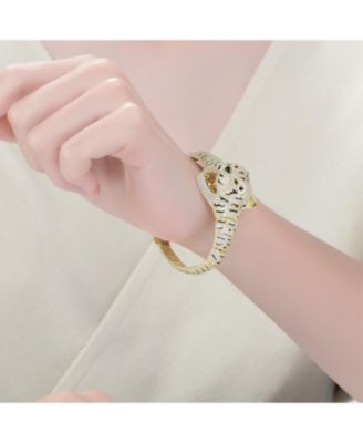 Women's 14K Gold Plated Cubic Zirconia Leopard Bangle Bracelet