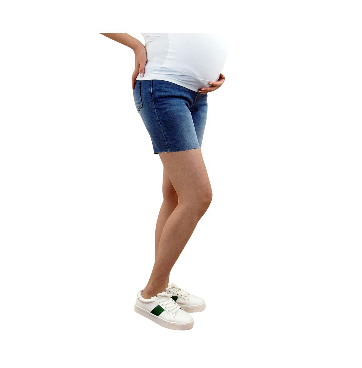 Maternity Bermuda Shorts with Belly Band - Blue
