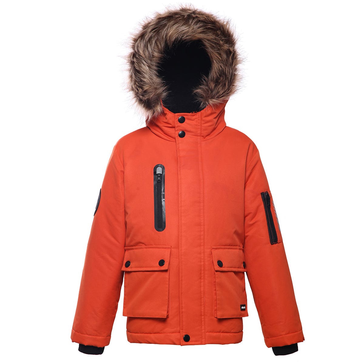 Little and Big Boys' Parka Jacket with Insulated Hood - Mandarin Orange