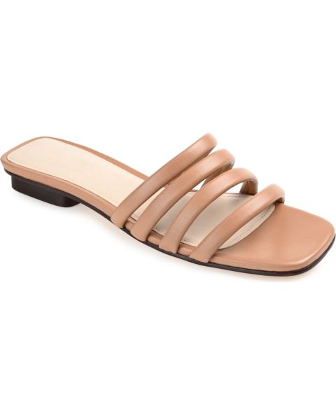 Женские сандалии Journee Signature Cendi Strappy Band Flat, цвет: Мокко