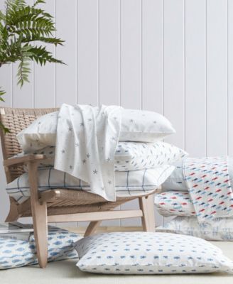 Whale Stripe Cotton Percale 4-Piece Sheet Set, Queen