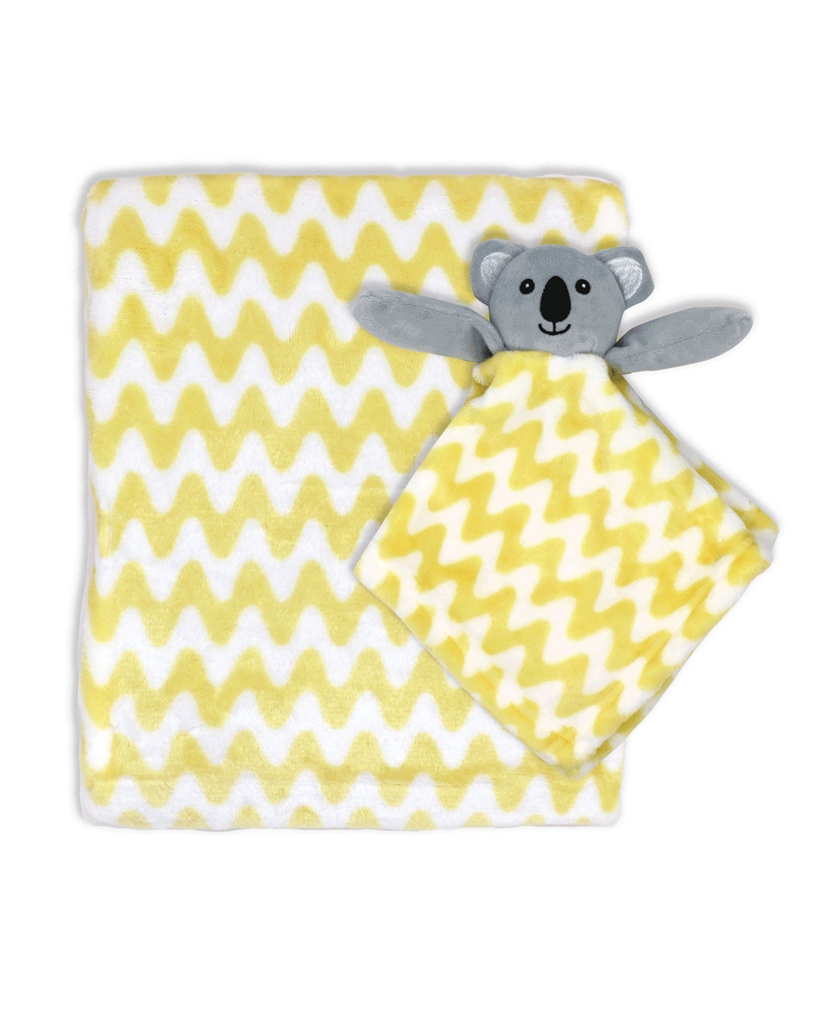 3 Stories Trading Baby Boys Or Baby Girls Blanket And Nunu, 2 Piece Set In Yellow Chevron