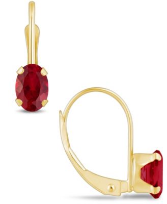 Gemstone Leverback Earrings in 10K Yellow Gold