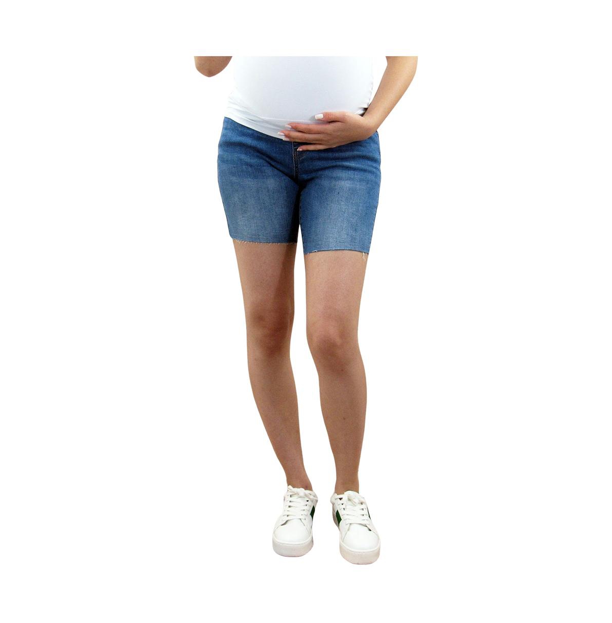 Maternity Bermuda Shorts with Belly Band - Blue