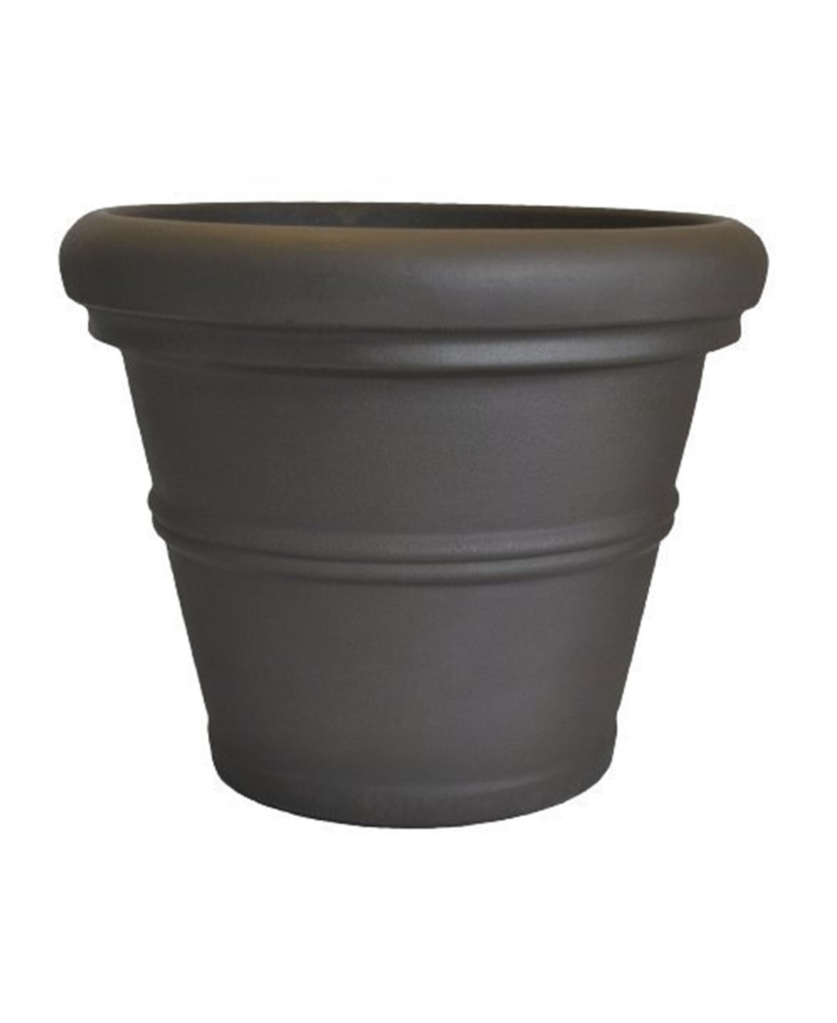 Plastic Rolled Rim Garden Pot, Espresso - Jet Black