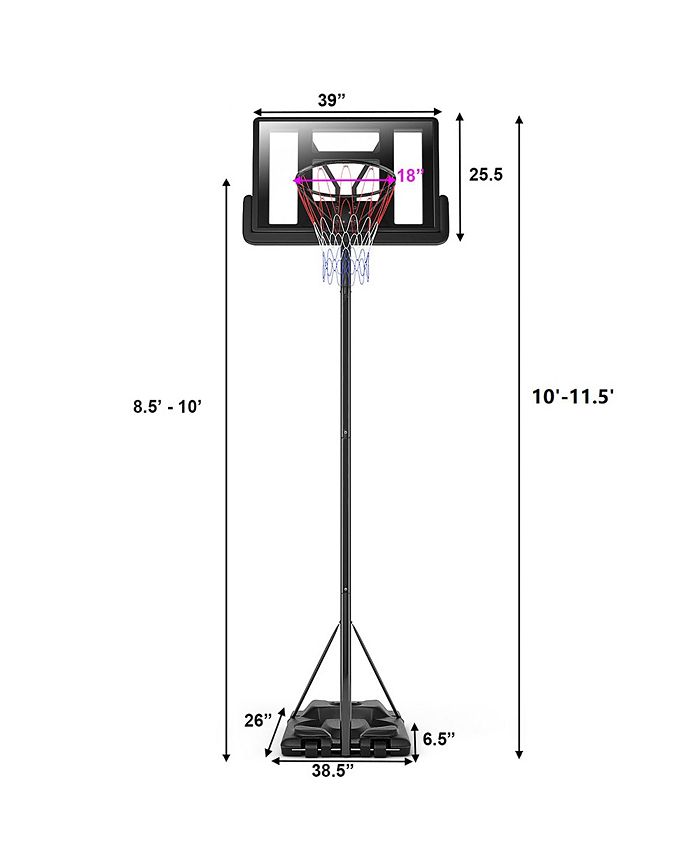 Costway Height Adjustable Portable Basketball Hoop System Macy's