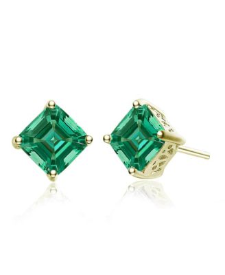 Sterling Silver Cubic Zirconia Square Stud Earrings
