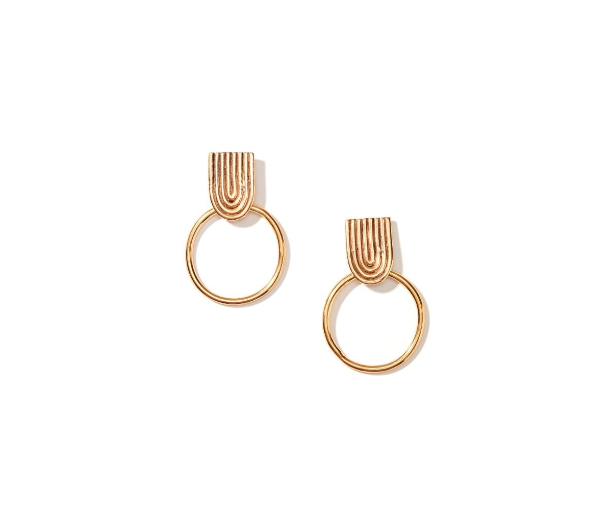 Round Dangle Earrings - Gold Plated