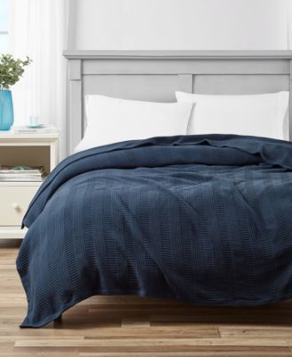 Nautica Rope Stripe Woven Cotton Reversible Blanket, Twin