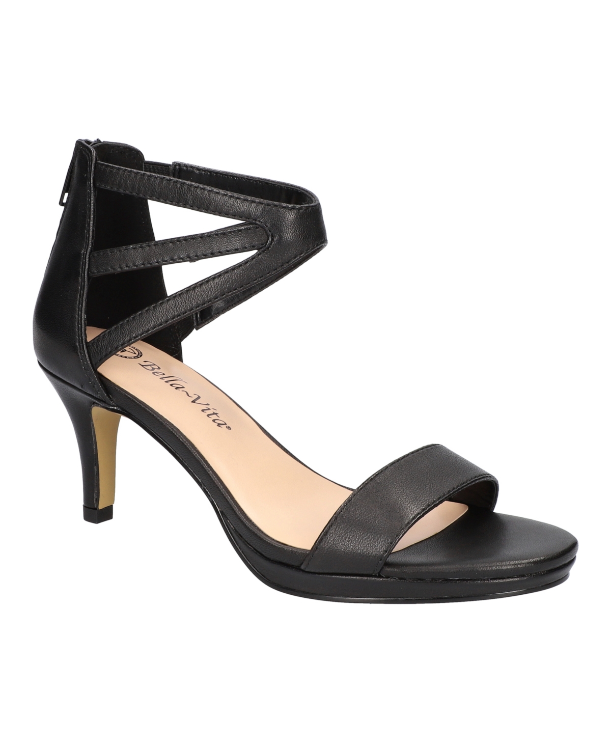 Shop Bella Vita Women's Everly Heeled Sandals In Black Leather