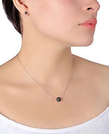 Collana Firmata Giani Bernini &ndash; Ciondolo Pave Quadrato In Oro Rosa 18kt Su Argento Sterling
