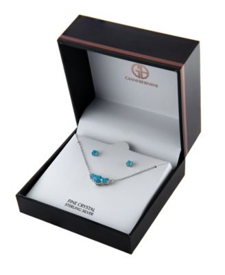 Gianni Bernini 2-Piece Crystal Frontal Stud Necklace Set (1.35 ct. t.w.) in Sterling Silver