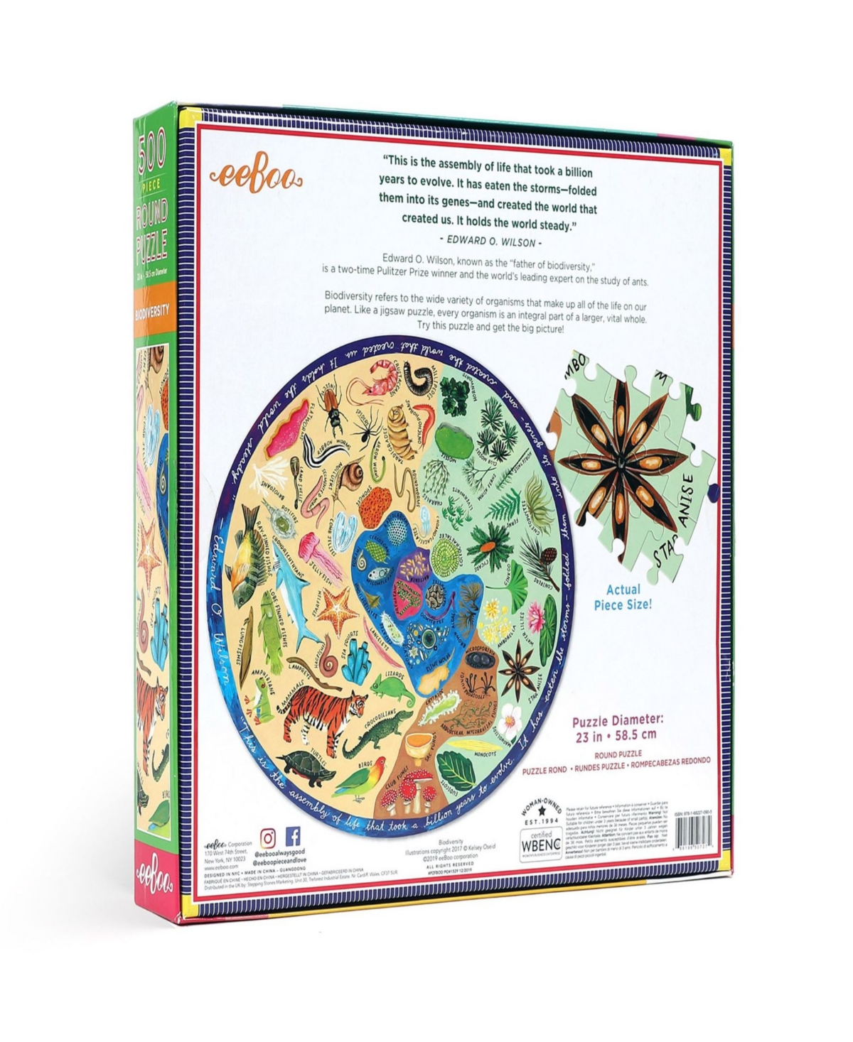 Eeboo Piece And Love Biodiversity 500 Piece Adult Round Jigsaw Puzzle Set In Multi