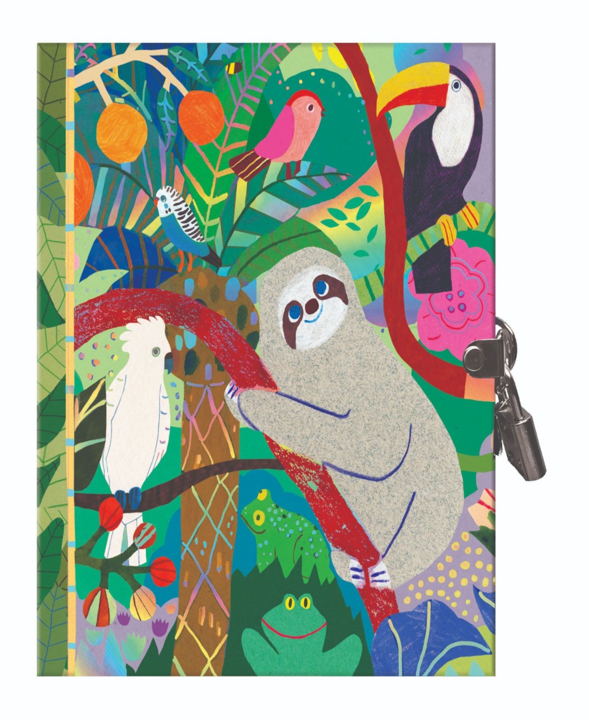 Secret Sloth Hardcover Journal with 4 Piece Lock and Key Set - Multi