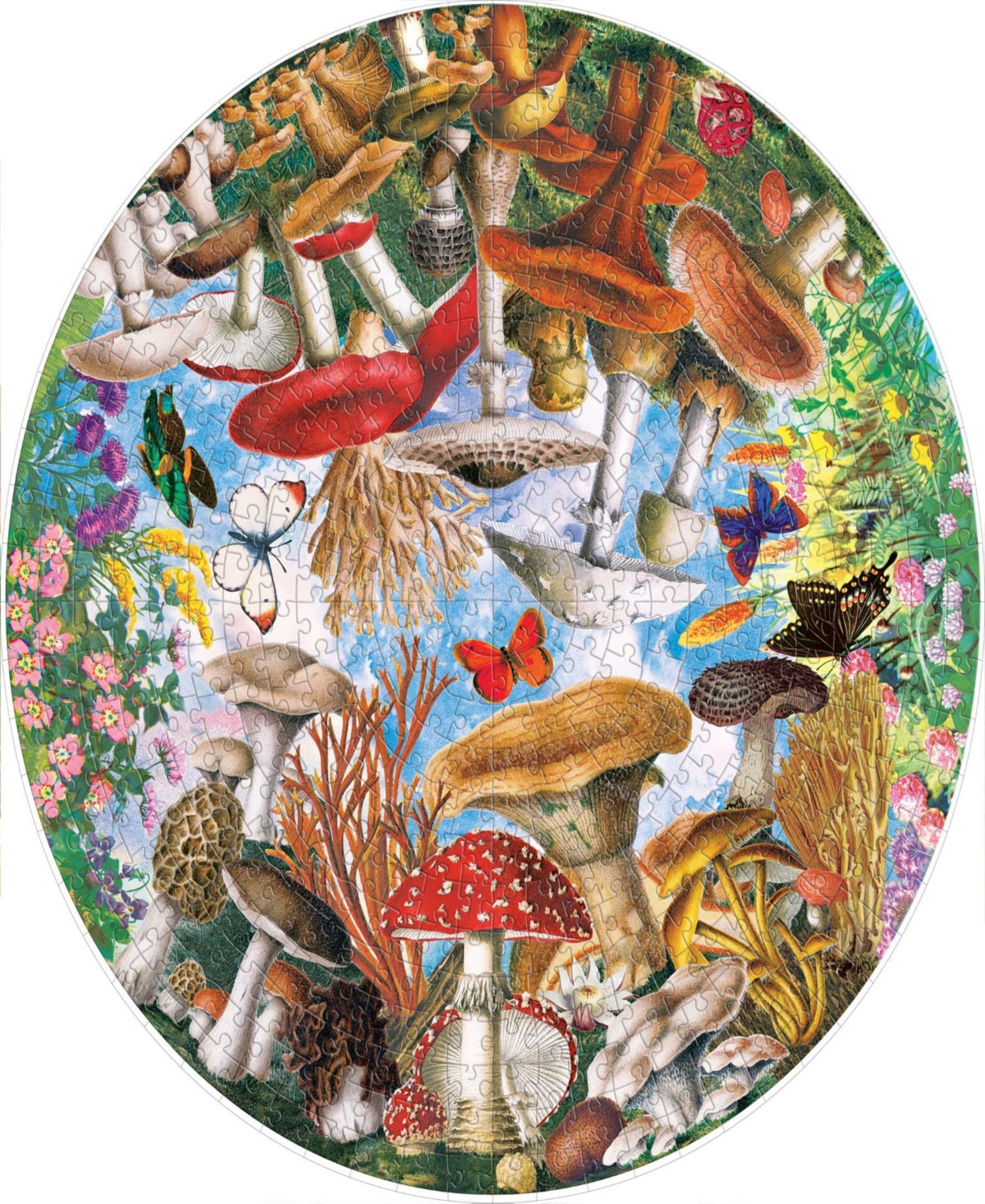 Shop Eeboo Piece And Love Mushrooms And Butterflies Round Circle Jigsaw Puzzle Set, 500 Pieces In Multi