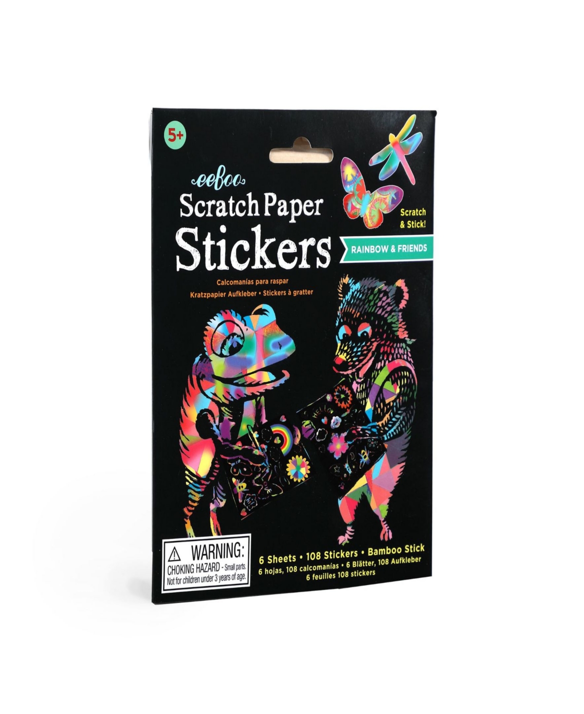 Scratch Paper Stickers Rainbow and Friends Set, 6 Piece - Multi