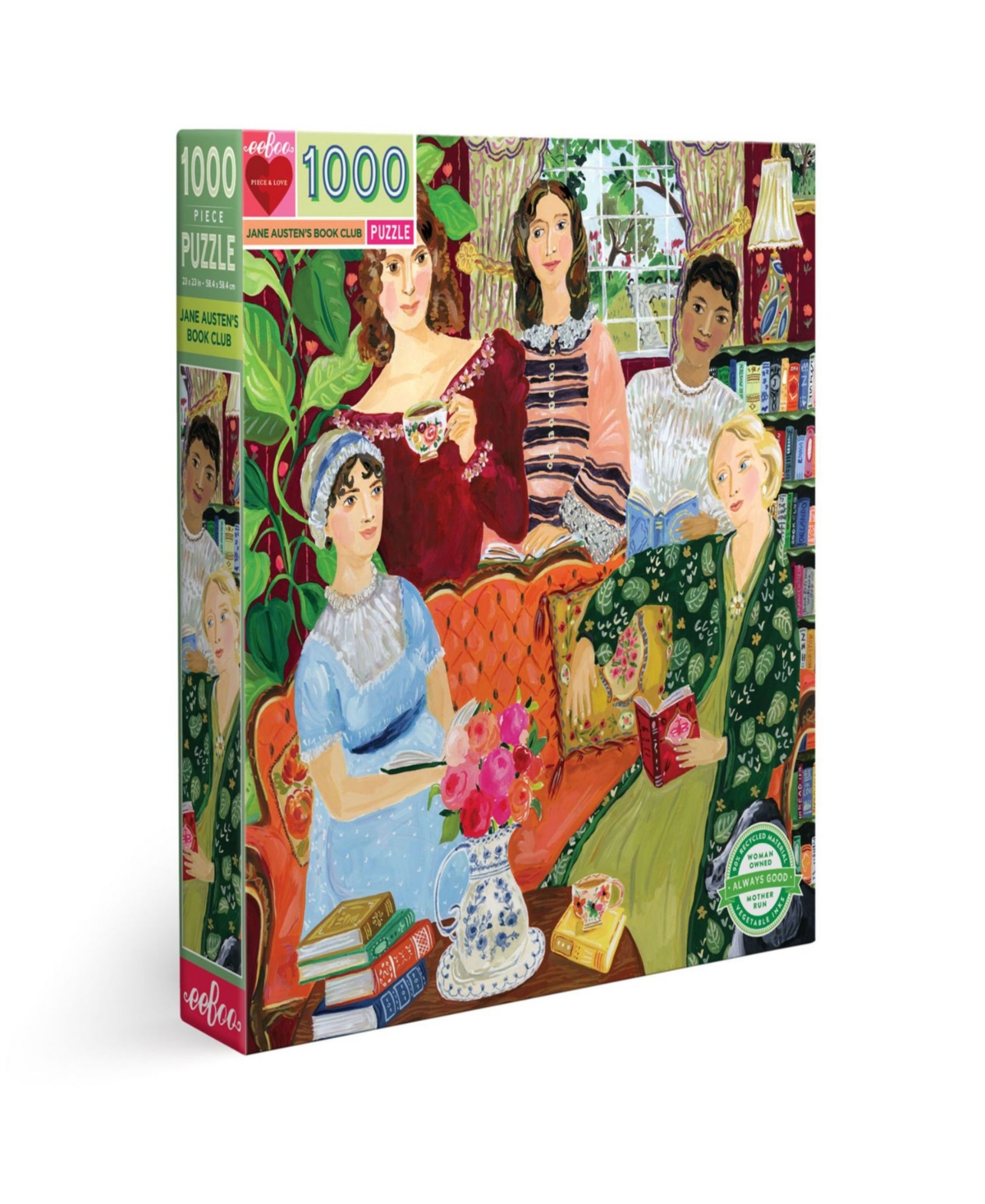 Eeboo Piece And Love Jane Austen's Book Club Square Adult Jigsaw Puzzle, 1000 Pieces In Multi