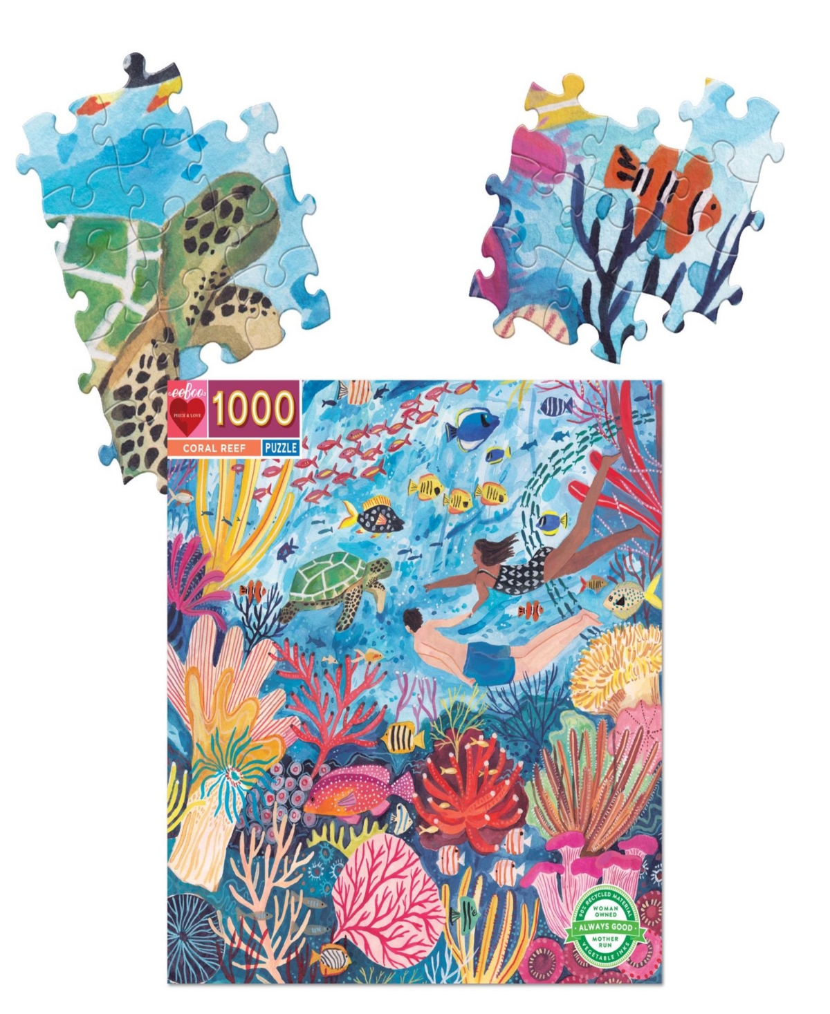 Eeboo Piece And Love Coral Reef 1000 Piece Square Adult Jigsaw Puzzle Set In Multi