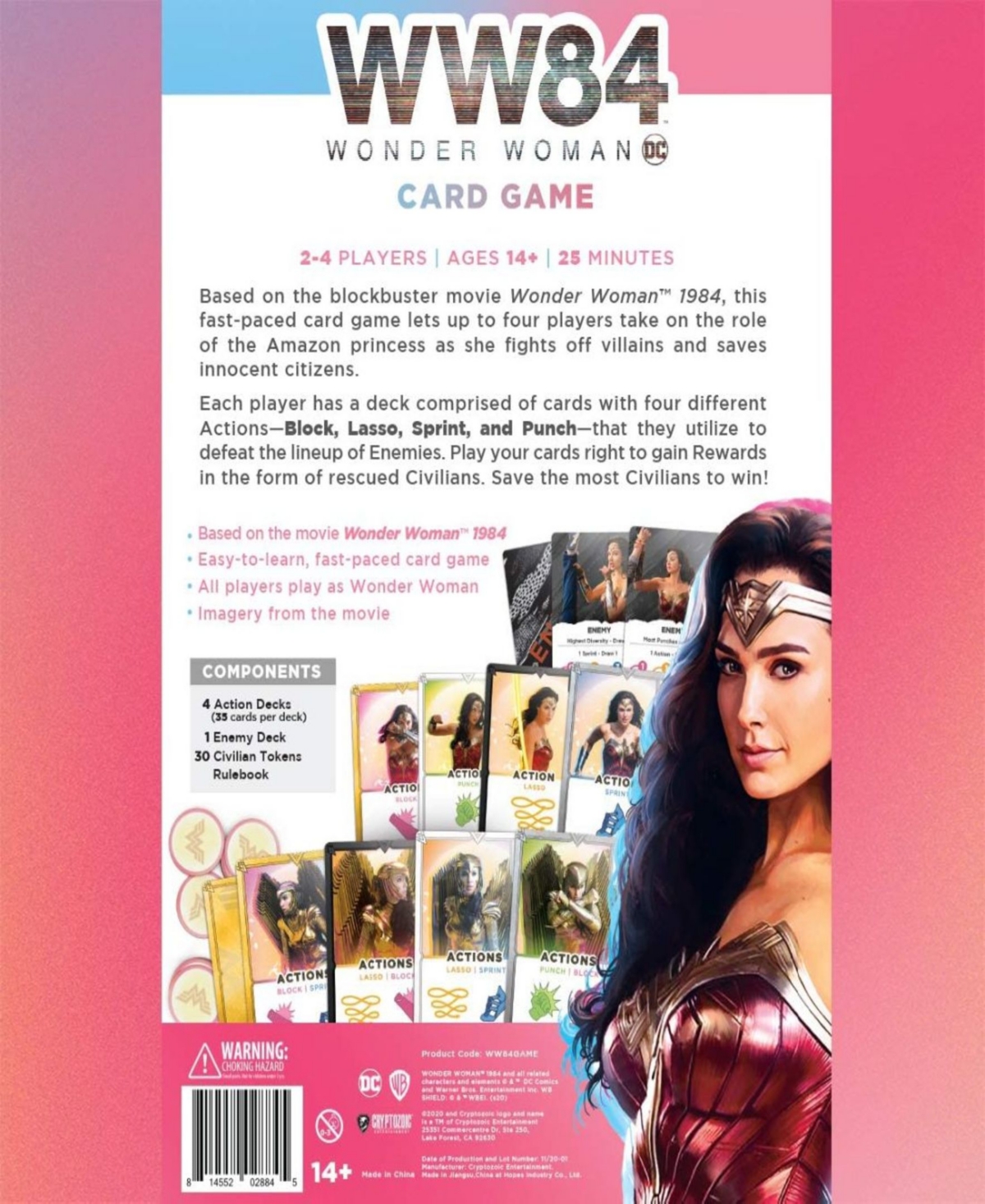 Cryptozoic Wonder Woman 1984 Card Game Be The Super Hero And Save The Most Civilians To Win In Multi