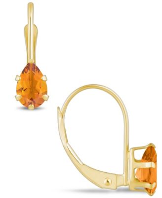 Gemstone Leverback Earrings in 10K Yellow Gold