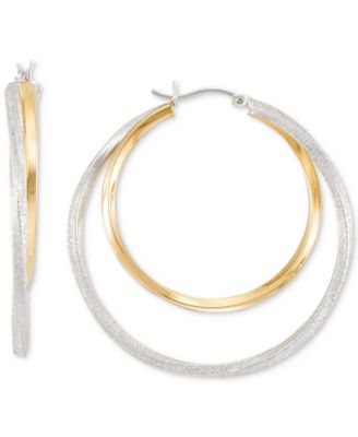 Macy's - Double Medium Hoop Earrings in 14k Two-Tone Gold-Plated Sterling Silver, 40mm