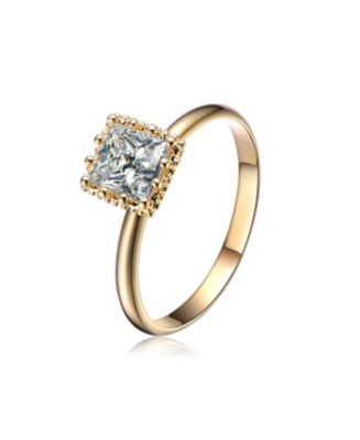 Sterling Silver White Cubic Zirconia Gold Plating Clear Ring - Macy's