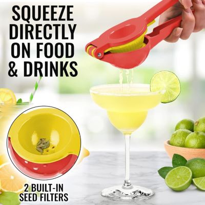 2-in-1 Metal Manual Lemon Squeezer – Sturdy Hand Juicer for Max Extraction