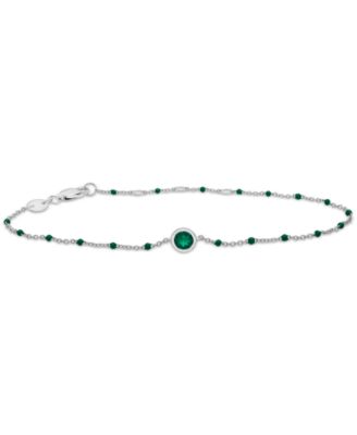 Aquamarine (1/5 ct. t.w.) & Enamel Bead Link Bracelet in Sterling Silver (Also in Additional Gemstones)