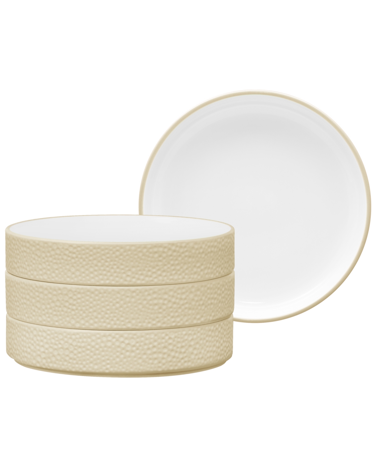 NORITAKE COLORTEX STONE STAX IVORY DEEP PLATES, SET OF 4 