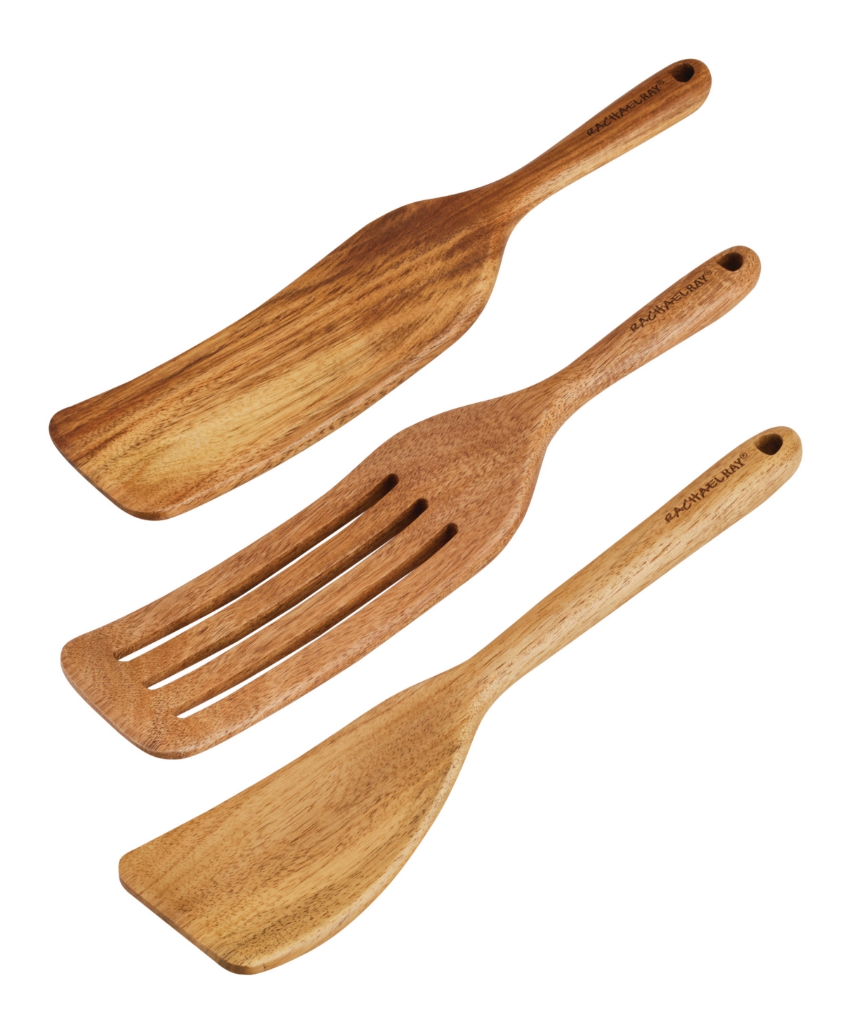 Rachael Ray Tools And Gadgets Wooden Kitchen Utensils, Set Of 3 In Acacia Wood