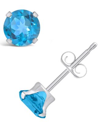 Gemstone Stud Earrings in 10k White Gold