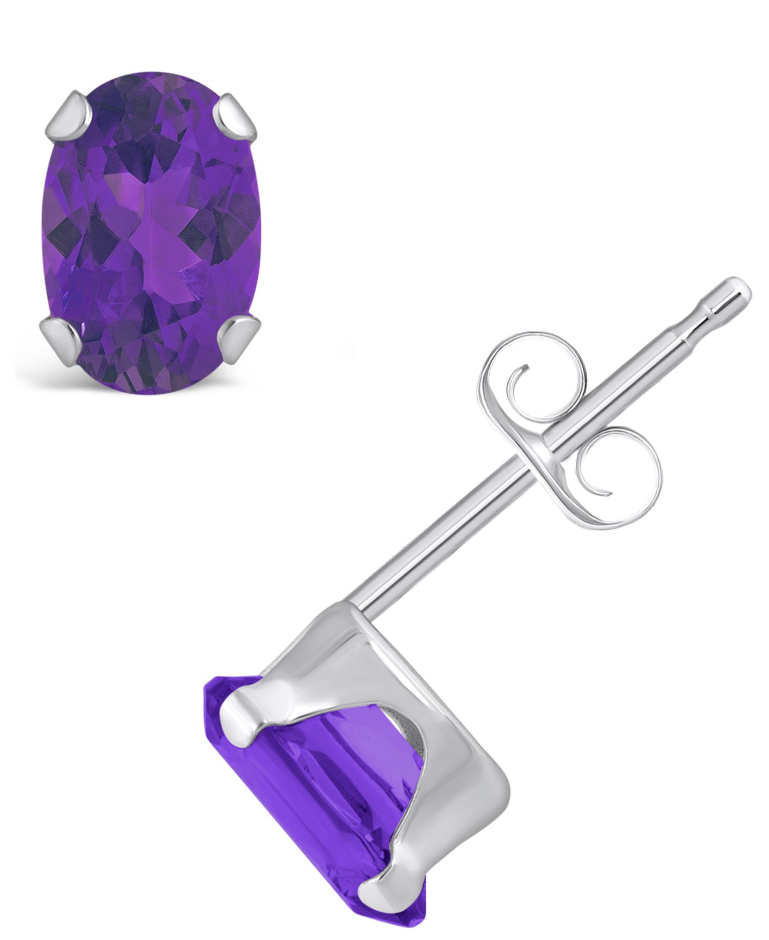 Gemstone Stud Earrings in 10k White Gold