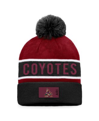 Men's Black, Garnet Arizona Coyotes Authentic Pro Rink Cuffed Knit Hat with Pom