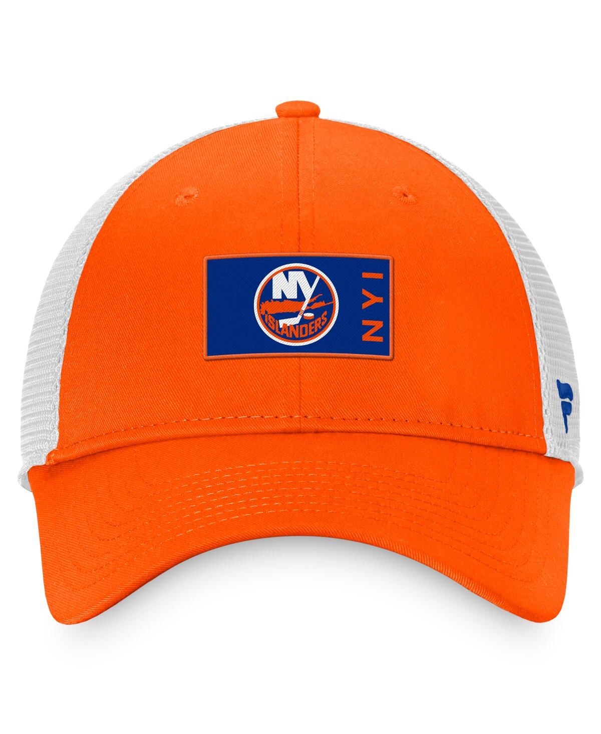 Fanatics Branded Orange/white New York Islanders Authentic Pro Rink Trucker Snapback Hat In Orange,white